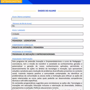 Imagem de capa para o Ebook Projeto de Extensão - I Pedagogia UNOPAR ANHANGUERA