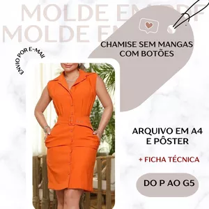 Imagem de capa para o Ebook Chamise sem Mangas com Botões - Molde em PDF