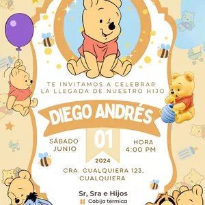 Imagen de portada para Ebook Tarjeta de invitación de Baby Shower de Winnie Pooh 