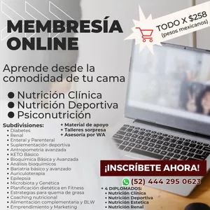 Imagen de portada para Curso online Membresía Online para Nutriólogos y Estudiantes 