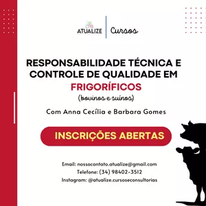 Imagem de capa para o Curso online Responsabilidade Técnica e Controle de Qualidade em Frigoríficos (bov e sui)