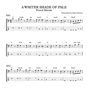 Cover image for Ebook A WHITER SHADE OF PALE (Procol Harum) Bass Transcription, Score & Tab Lesson