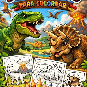 Imagen de portada para Ebook Libro para Colorear de Dinosaurios - PDF Infantil