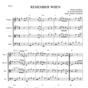 Imagem de capa para o Ebook Arranjo da música "Remember When" de Alan Jackson, para Quarteto de Cordas