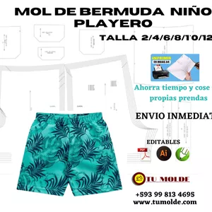 Imagen de portada para Ebook MOLDE-BERMUDA PLAYERO NIÑO