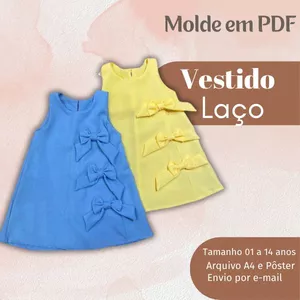 Imagem de capa para o Ebook MOLDE EM PDF VESTIDO INFANTIL LAÇO