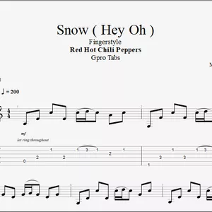 Imagem de capa para o Ebook (Red Hot Chili Peppers) Snow (Hey Oh) - Fingerstyle - Gpro Tabs
