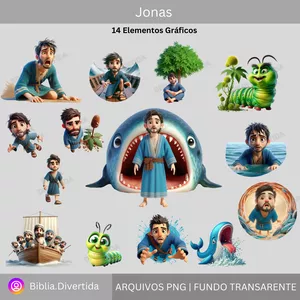 Imagem de capa para o Ebook Jonas e o Peixe - Cliparts -Bíblia
