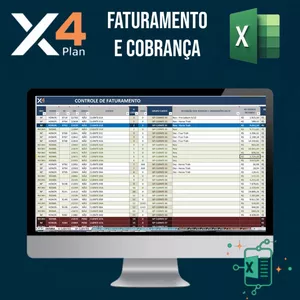 Imagem de capa para o Curso online X4Plan - Planilha Profissional Controle de Faturamento Excel. Gestão de Vencimentos, Recebimentos, Cobrança, Impostos + Relatórios Automáticos. Planilha Empresarial Excel.