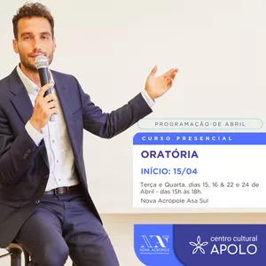 Imagem de capa para o Evento presencial Curso de Oratória Centro Cultural Apolo - Asa Sul 