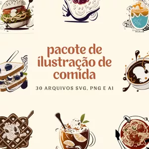 Imagem de capa para o Curso online Explore nosso pacote de ilustrações de alimentos, com 30 arquivos SVG, PNG e AI projetados para seus projetos