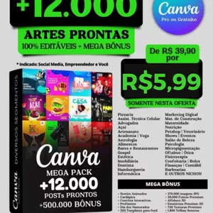 Imagem de capa para o Ebook CANVA Mega Pack