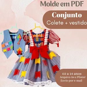 Imagem de capa para o Ebook MOLDE EM PDF CONJUNTO COLETE E VESTIDO 