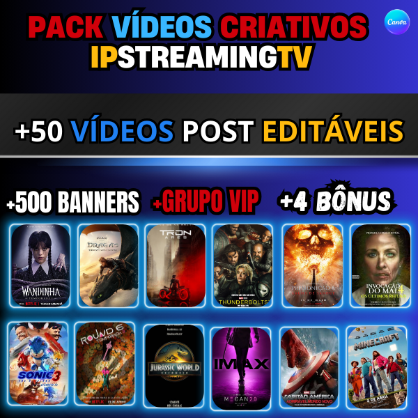 Imagem do curso Pack Vídeos Criativos + De 50 Posts Editáveis                                                
