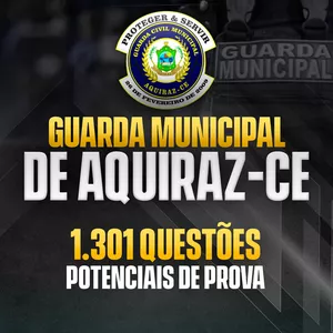 Imagem de capa para o Ebook 1.301 EXERCÍCIOS - GUARDA MUNICIPAL DE AQUIRAZ - 2026