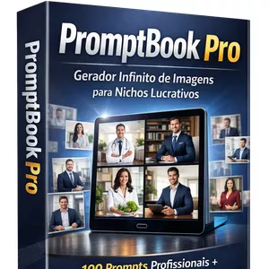 Imagem de capa para o Ebook PromptBook Pro – Gerador Infinito de Imagens para Nichos Lucrativos