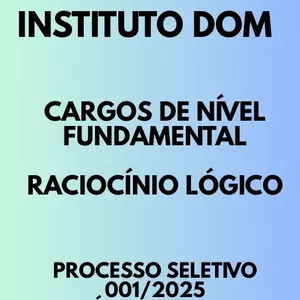 Imagem de capa para o Ebook MATERIAL RACIOCÍNIO LÓGICO – NÍVEL FUNDAMENTAL - COM BASE NO EDITAL 001 - INSTITUTO DOM-  PREFEITURA MUNICIPAL DE FÁTIMA DO SUL