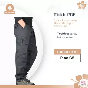 Imagem de capa para o Ebook MOLDE CALÇA CARGO BOLSO ZIPER MASCULINA