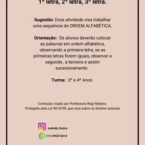 Imagem de capa para o Ebook ATIVIDADE ORDEM ALFABÉTICA 