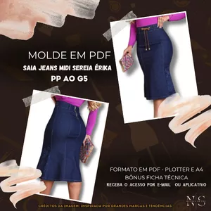 Imagem de capa para o Curso online ✨[Molde em PDF] - Saia Jeans Midi Sereia Érika ID 4404739✨ 