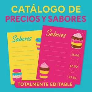 Imagen de portada para Ebook Catálogo Editable de Precios y Sabores para Tortas en Pote