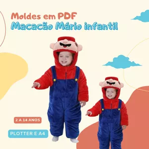 Imagem de capa para o Ebook Molde Macacão Mario infantil 