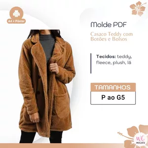 Imagem de capa para o Ebook MOLDE CASACO TEDDY COM BOTÕES E BOLSOS