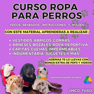 Imagen de portada para Curso online CURSO ROPA PARA PERROS (Videos, Instrucciones, Moldes y PDFs)