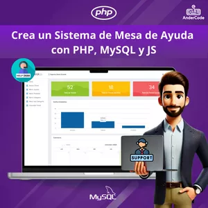 Imagen de portada para Curso online Crea un Sistema de Mesa de Ayuda con PHP, MySQL y JS (MVC)
