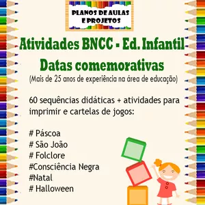 Imagem de capa para o Ebook Plano de aulas com Datas Comemorativas com BNCC - Ed. Infantil