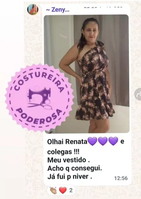 Costurou o vestido pra ir para a uma festa.