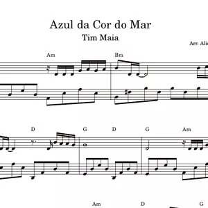 Imagem de capa para o Ebook Azul da Cor do Mar (Tim Maia) - Partitura para Piano