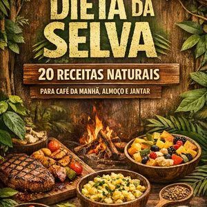 Imagem de capa para o Ebook Dieta da Selva – 20 Receitas Naturais para Café da Manhã, Almoço e Jantar
