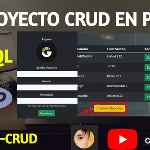 Imagen de portada para Curso online CRUD EN PHP (Login, Crear, Mostrar, Editar, Eliminar, Reportes)(Sistema Completo)