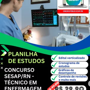 Imagem de capa para o Curso online Planilha de estudos - Concurso Sesap/RN - Técnico em Enfermagem 