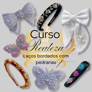 Imagem de capa para o Curso online Curso "Realeza" Laços bordados com pedrarias