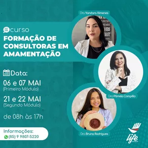 Imagem de capa para o Evento presencial FORMAÇÃO DE CONSULTORAS EM AMAMENTAÇÃO