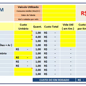 Imagem de capa para o Ebook CUSTO DO KM RODADO ( PLANILHA EXCEL )