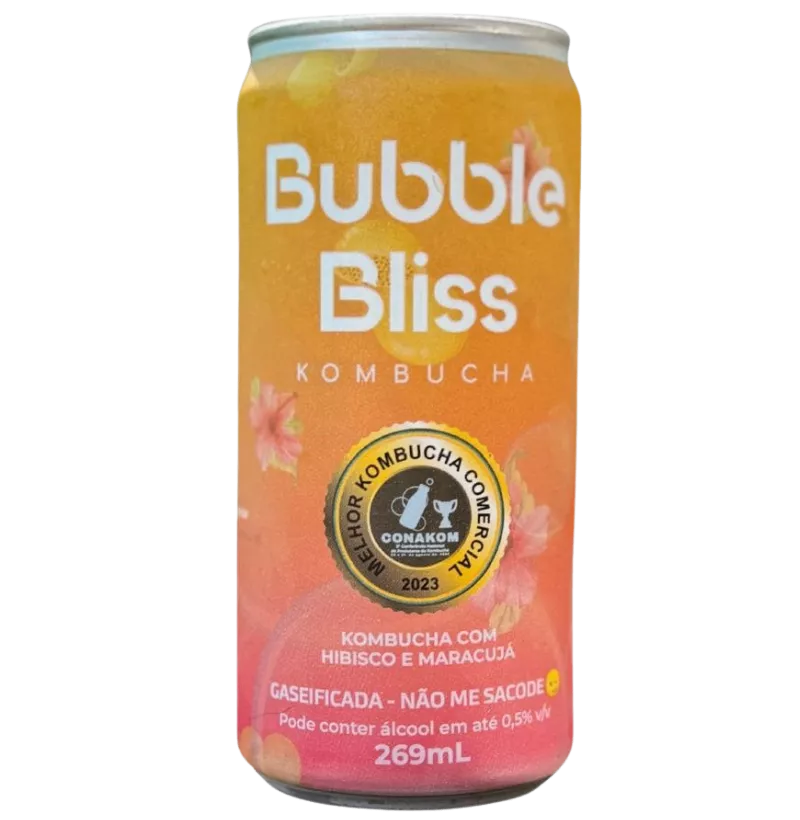 Bubble Bliss Kombucha - Sabor Hibisco e Maracujá