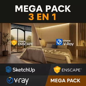 Imagen de portada para Curso online Mega pack de 3 en 1. SketchUp + V-Ray + Enscape de CERO a Experto