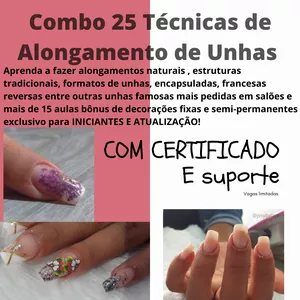 Combo 25 Técnicas de Alongamento de Unha