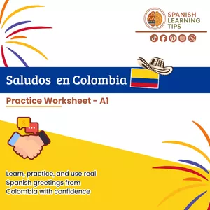 Imagen de portada para Ebook Colombian Greetings And Introductions – Real Spanish Practice Worksheet (A1)