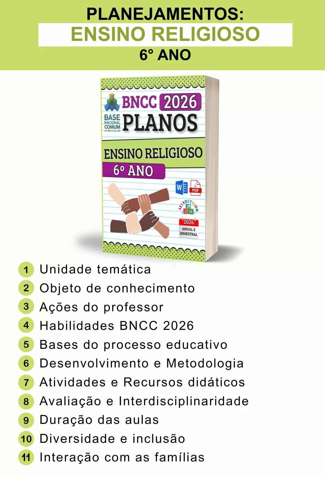 ENSINO RELIGIOSO - Planejamentos e Atividades - 6º ao 9º ano - BNCC 2026