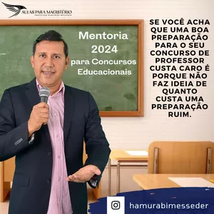 Imagem de capa para o Curso online 80% DOS PONTOS DA SUA PROVA ESTUDANDO 20% DO EDITAL - MENTORIA E VIDEOCURSO EM LEG. EDUCACIONAL E CONHECIMENTOS PEDAGÓGICOS PARA CONCURSOS 2024/2025.