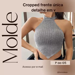 Imagem de capa para o Ebook Molde cropped frente única detalhe em v