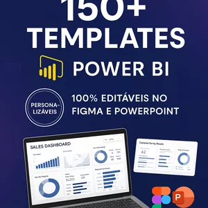 Imagem de capa para o Ebook 150 + Templates PowerBI Personalizáveis para Figma e ppt