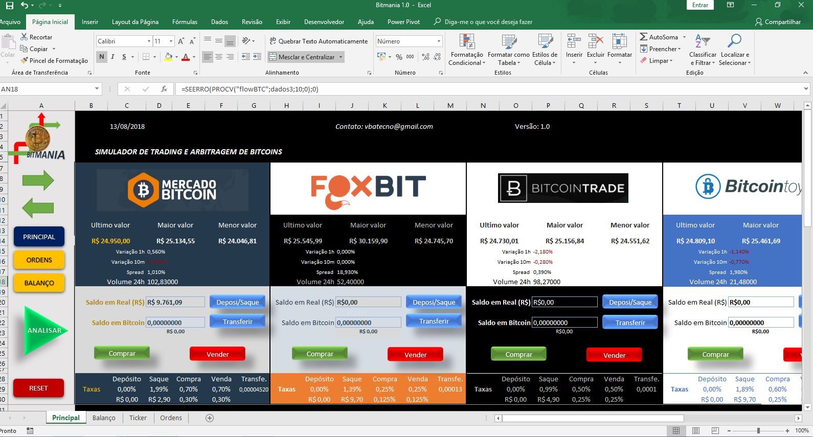 Imagem do curso Planilha de Arbitragem de Bitcoins (Simulador)