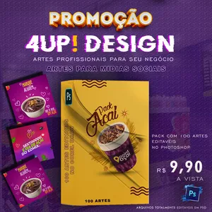 Imagem de capa para o Curso online Up Design - Pack 100 artes açai