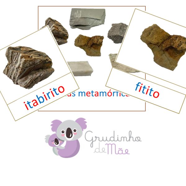 Cartoes Montessori Rochas Metamorficas Letra Imprensa Caixa Baixa Colorida Hotmart