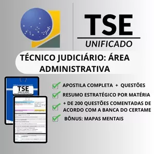 Imagem de capa para o Ebook MEGA COMBO TSE UNIFICADO - TÉCNICO JUDICIÁRIO: ÁREA ADMINISTRATIVA